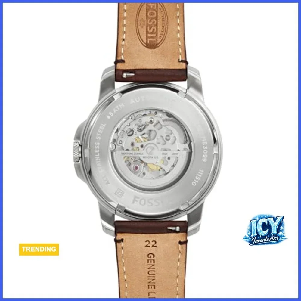 Stainless Steel and Leather Chronograph Watch with Automatic Movement